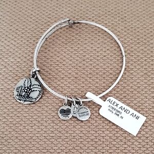 Alex and Ani Holly Berry Charm "Determination/Guidance" Bangle Bracelet, NWT